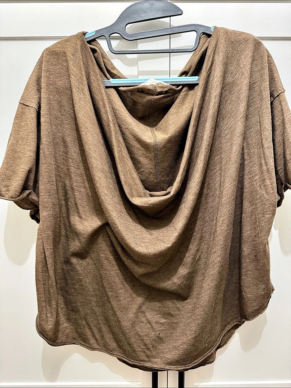 We the Free Brown Draped Cowl Neck Tunic